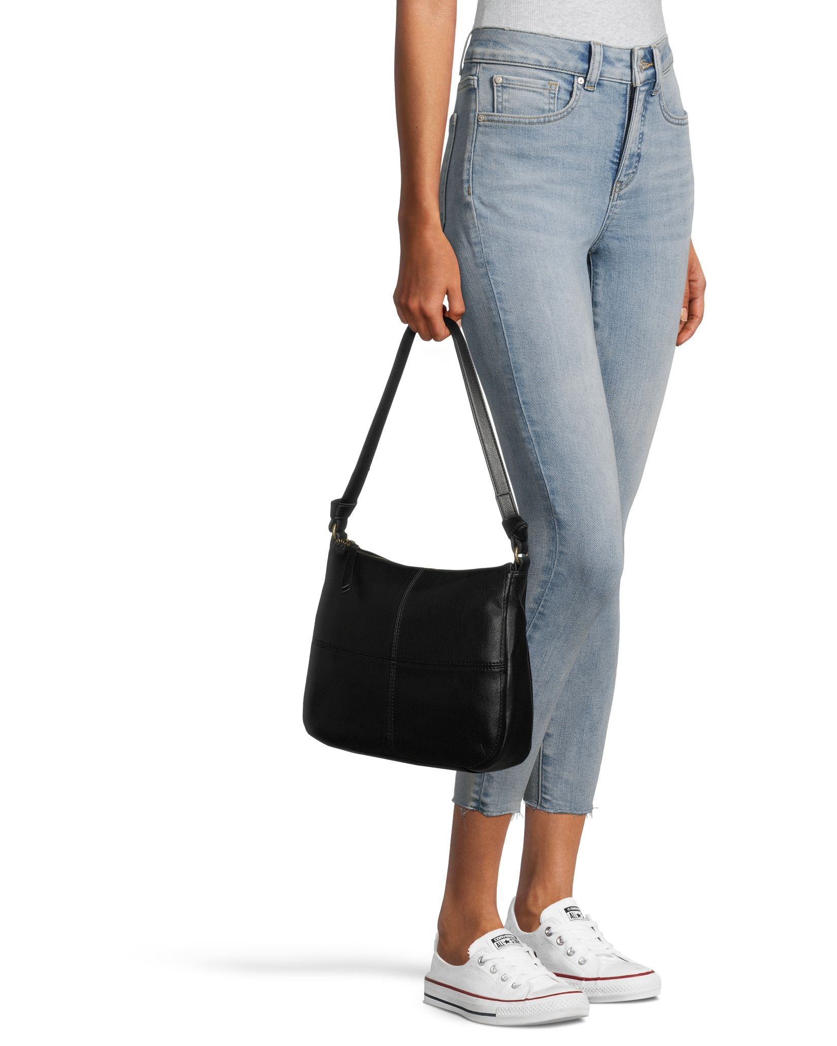 Denver Hayes Women's Shoulder Bag with Stitch Detailing and Zippered Outer Pocket