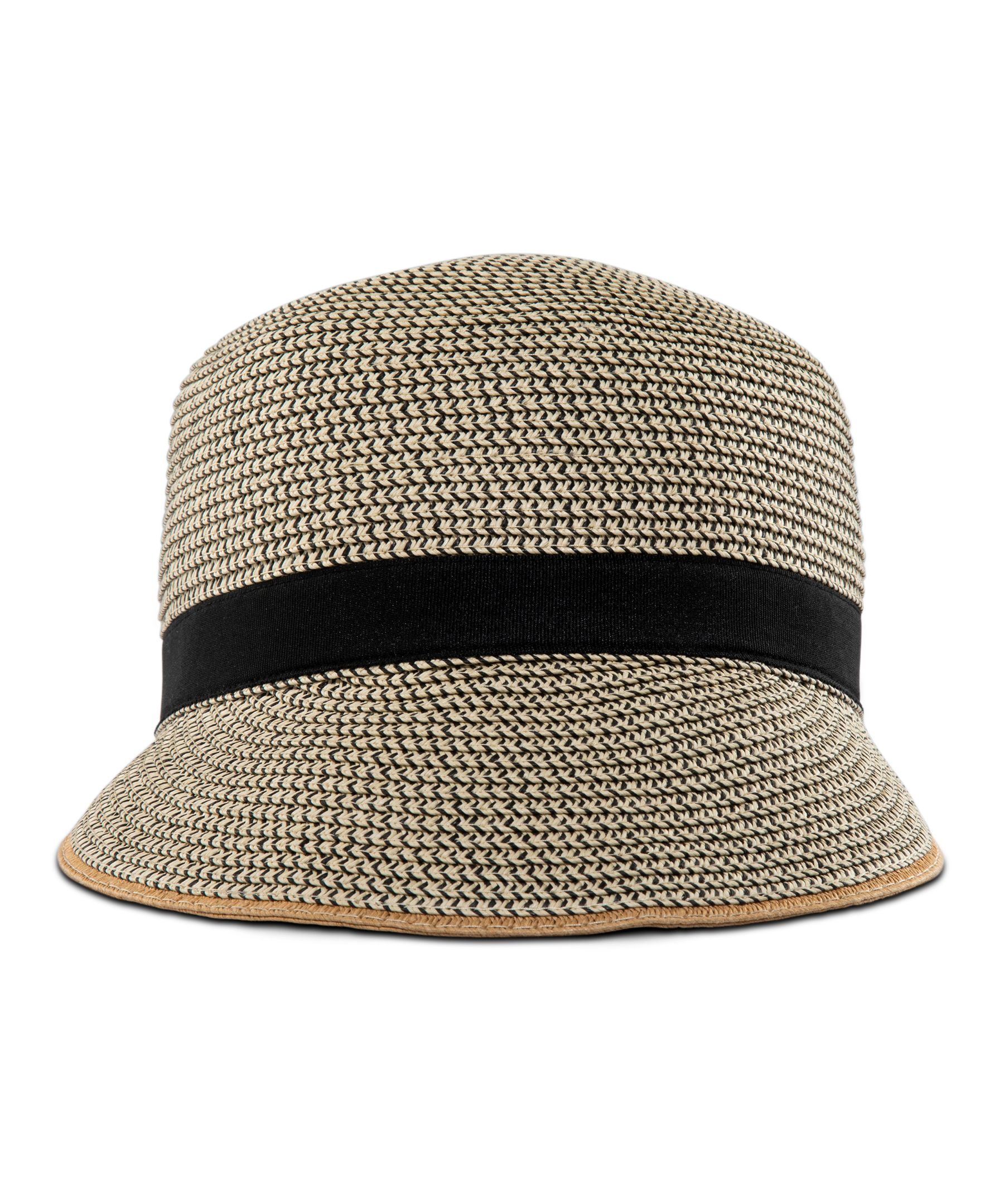 Chapeau tressé Denver Hayes à demi-bord à galon en ruban noir pour femmes