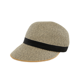 Denver Hayes Women's Braided Half Brim Hat With Black Ribbon Trim Front_Three_Fourths_Angled_Left