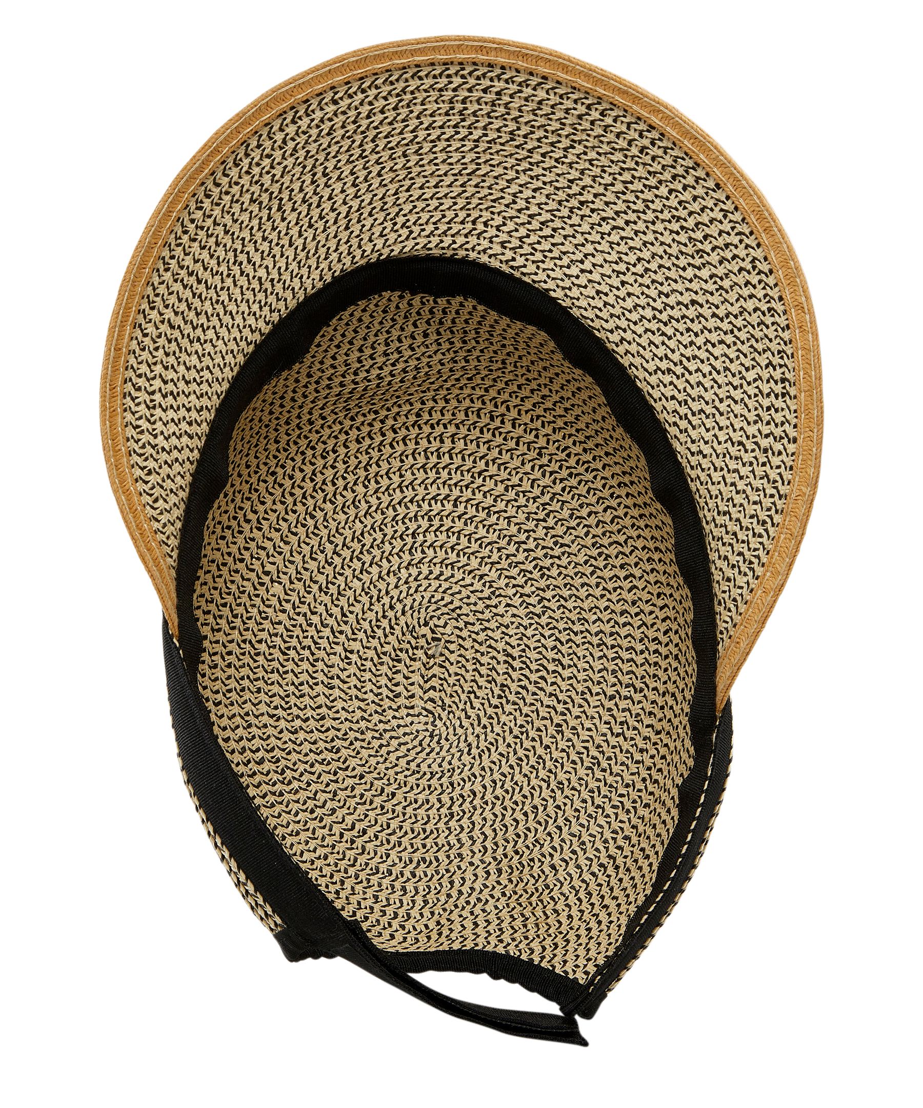 Chapeau tressé Denver Hayes à demi-bord à galon en ruban noir pour femmes