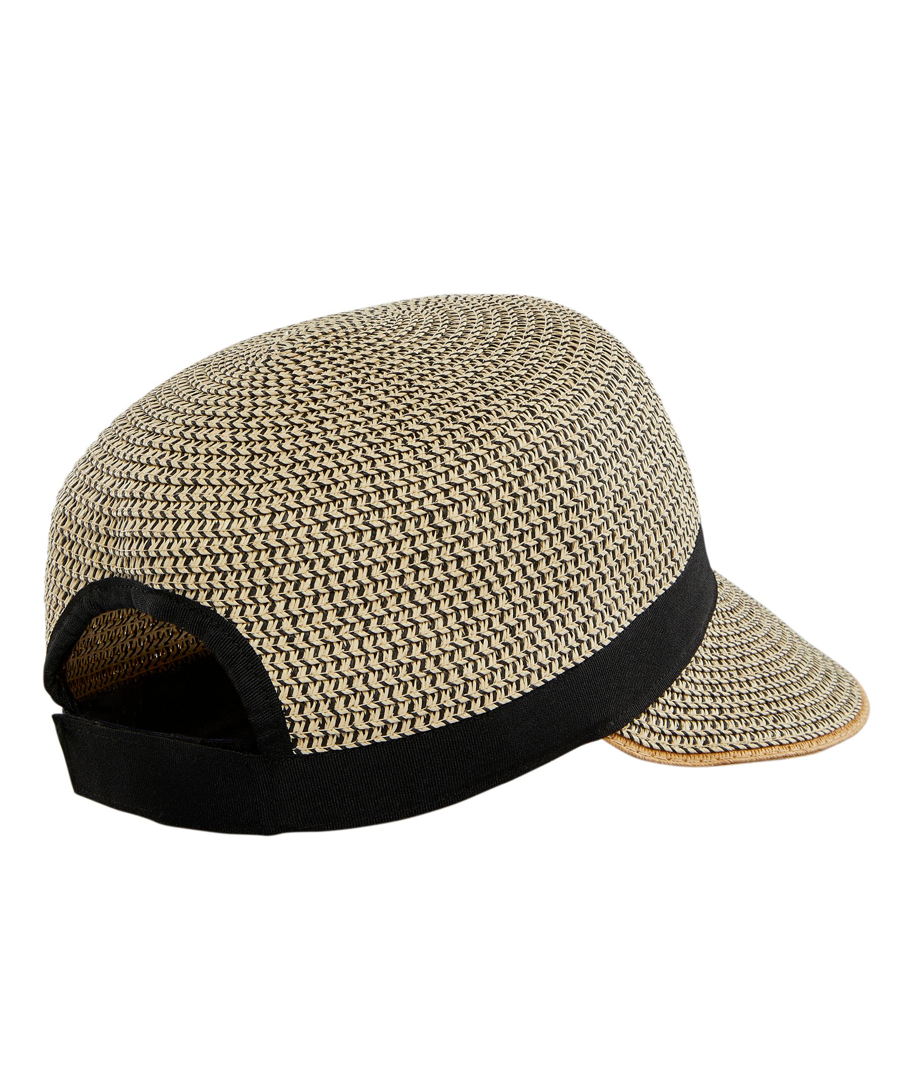 Chapeau tressé Denver Hayes à demi-bord à galon en ruban noir pour femmes