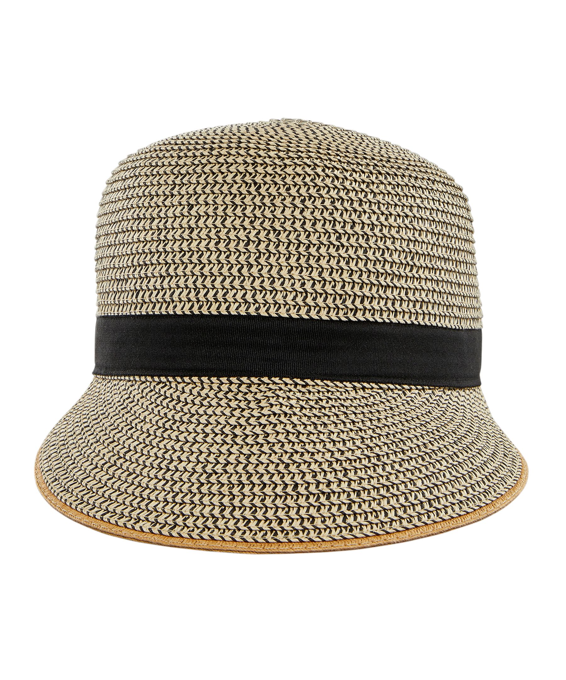Chapeau tressé Denver Hayes à demi-bord à galon en ruban noir pour femmes