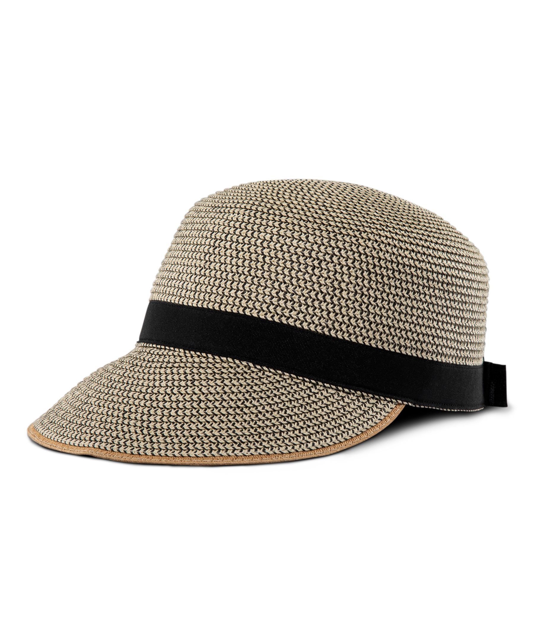 Chapeau tressé Denver Hayes à demi-bord à galon en ruban noir pour femmes