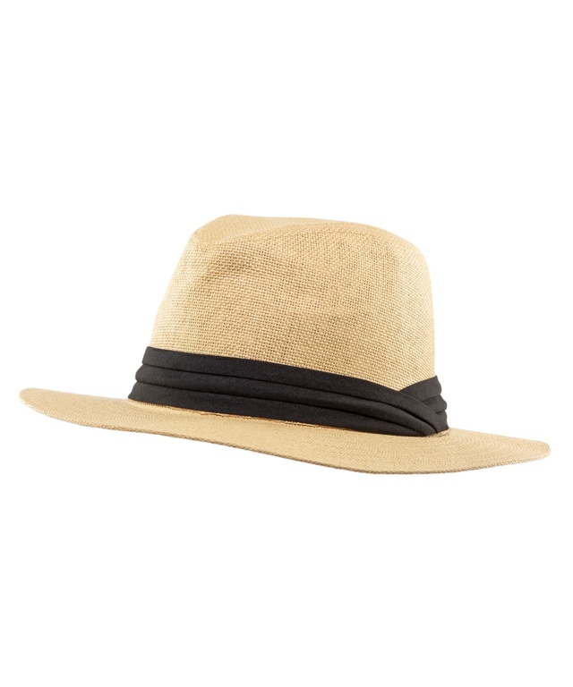 Chapeau Denver Hayes en paille orné d’une bande en ruban noir pour femmes Front_Angled_Left
