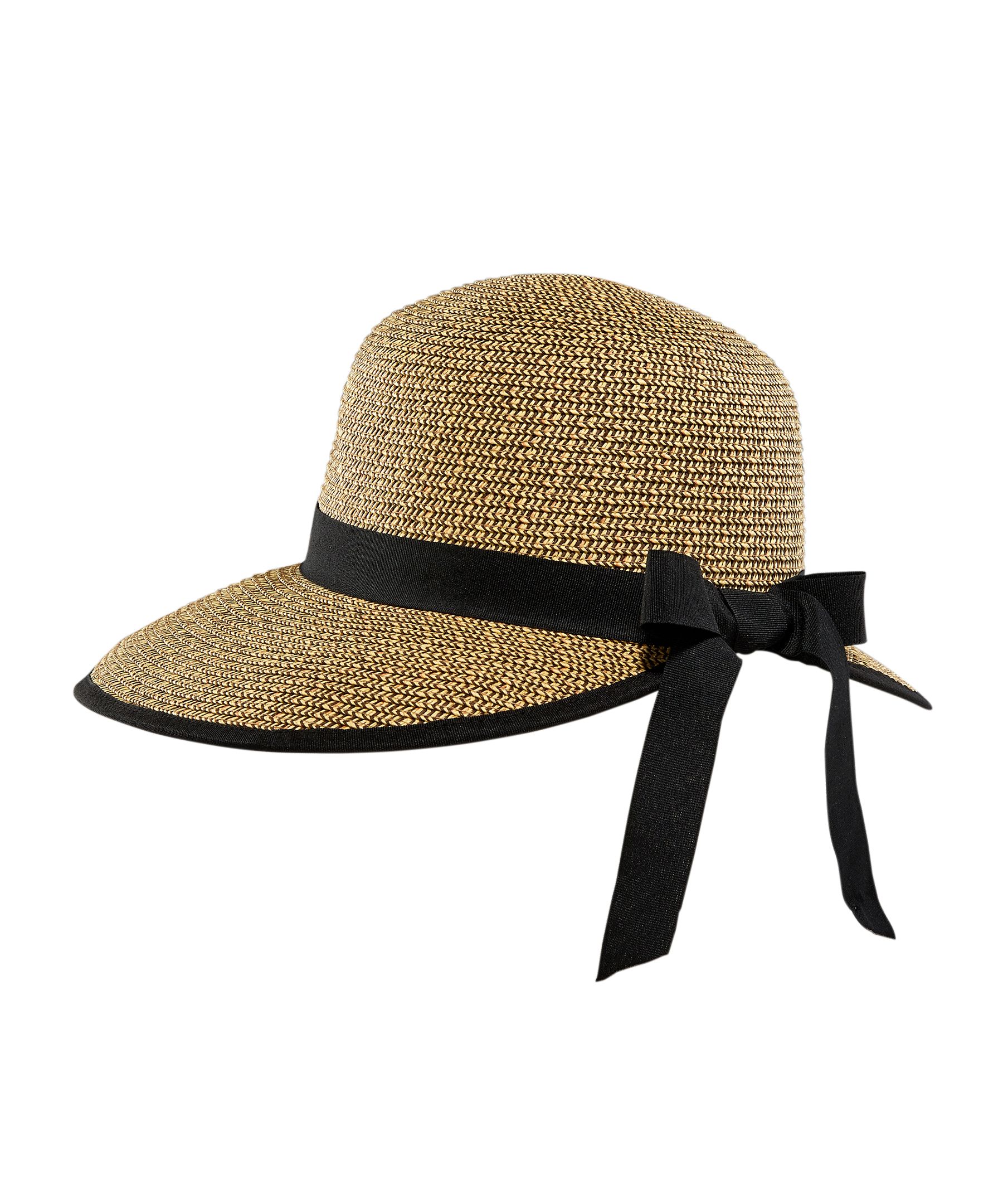 Denver Hayes Women's Braided Half Brim Hat With Black Ribbon Trim