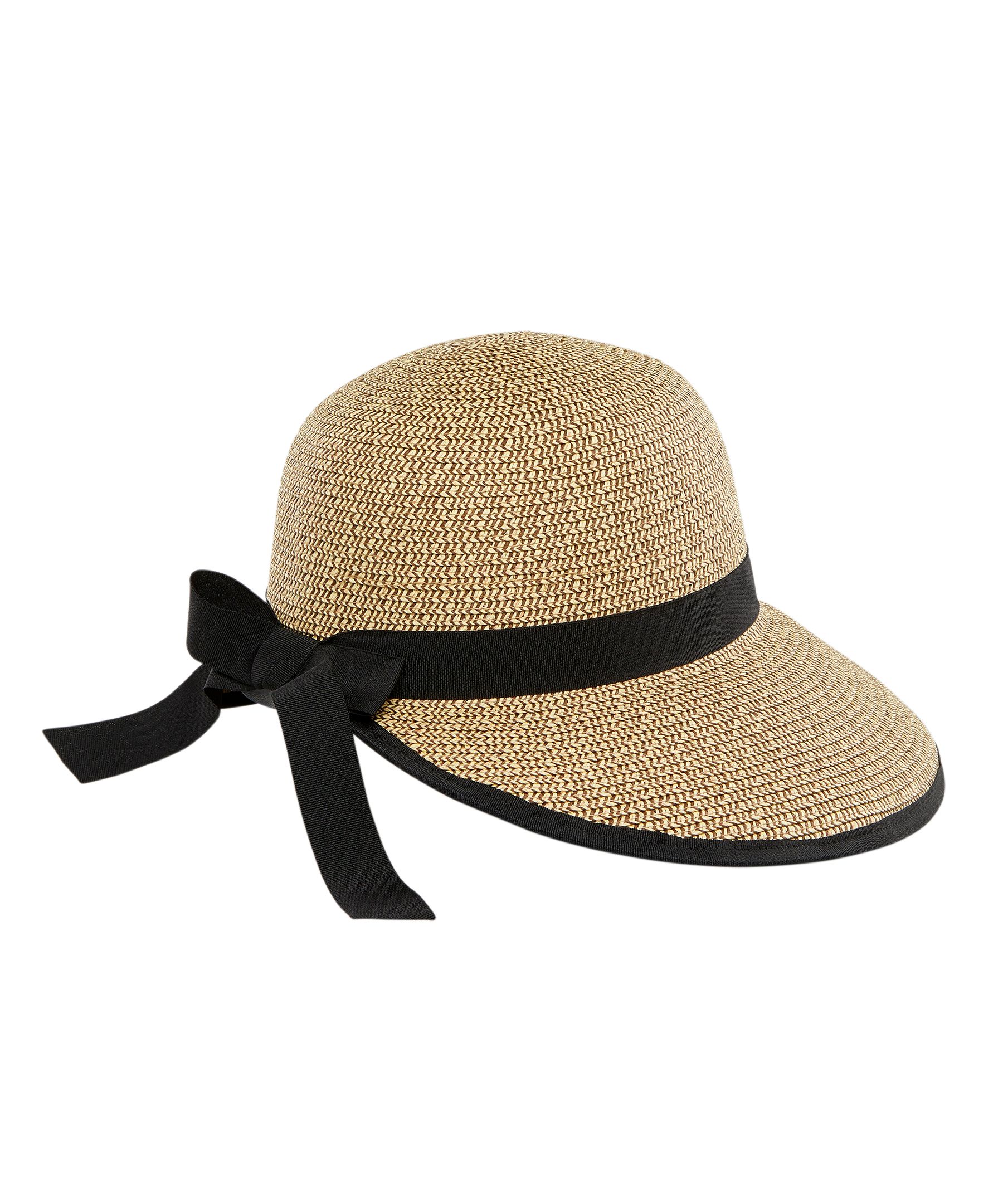 Denver Hayes Women's Braided Half Brim Hat With Black Ribbon Trim