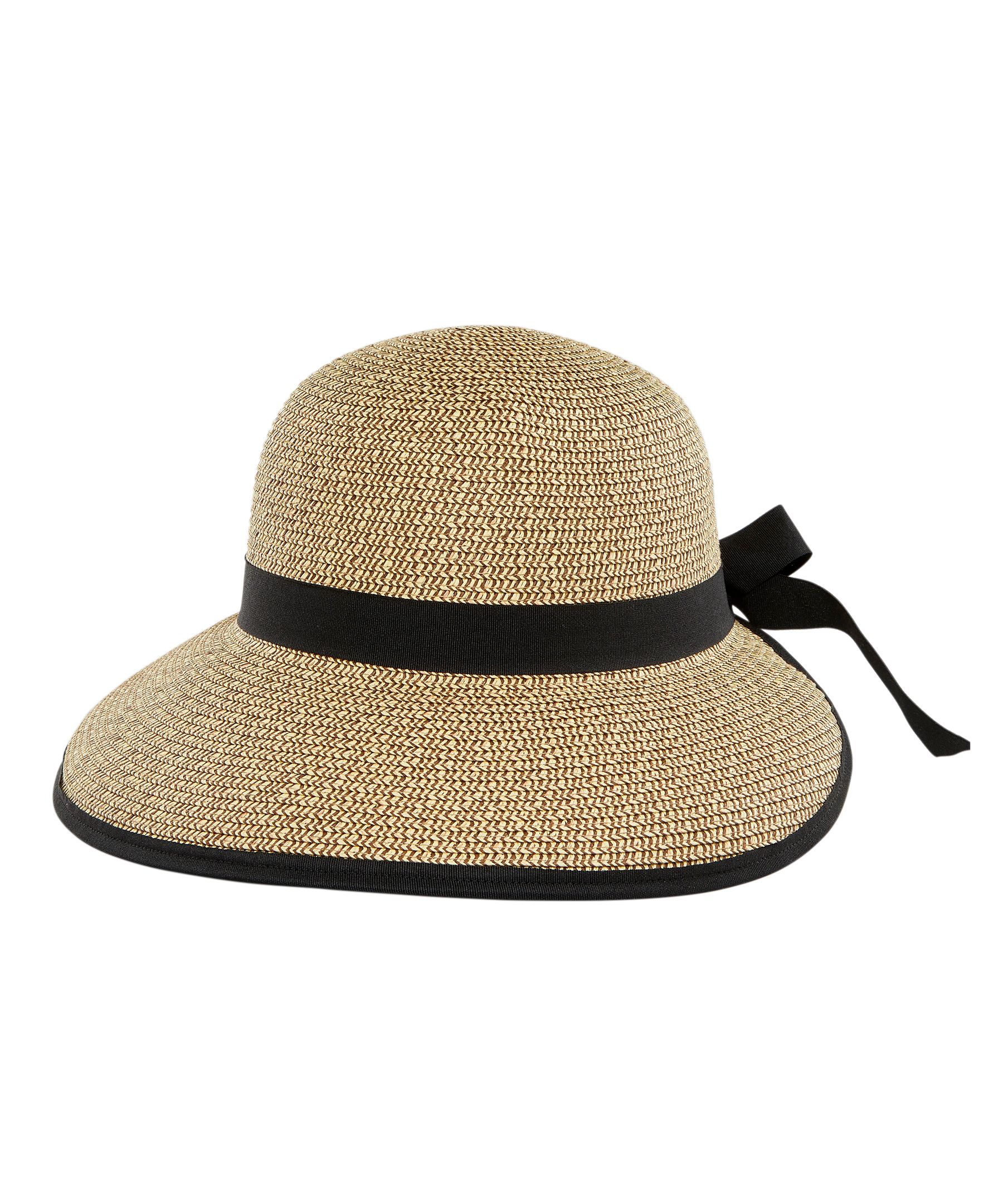 Denver Hayes Women's Braided Half Brim Hat With Black Ribbon Trim