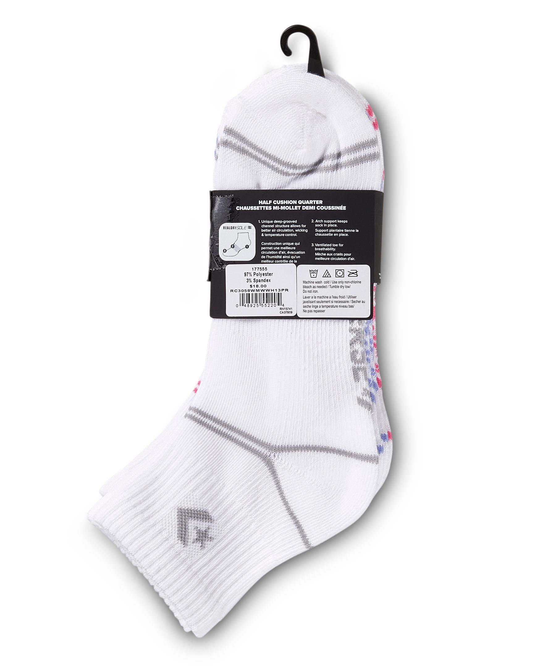 Mi-chaussettes un quart avec soutien de voûte plantaire pour femmes, Converse, paquet de 3&nbsp;paires