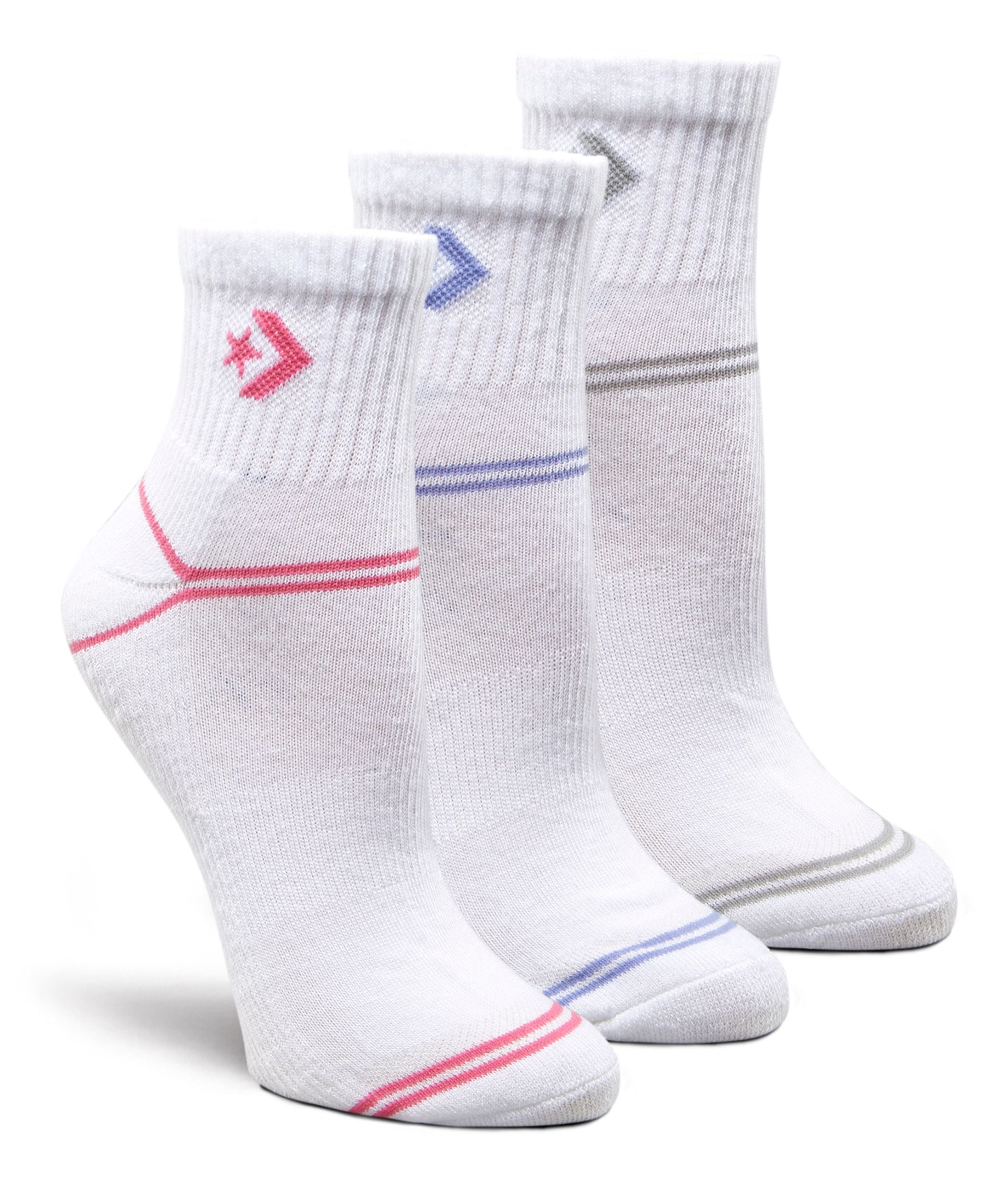 Mi-chaussettes un quart avec soutien de voûte plantaire pour femmes, Converse, paquet de 3&nbsp;paires