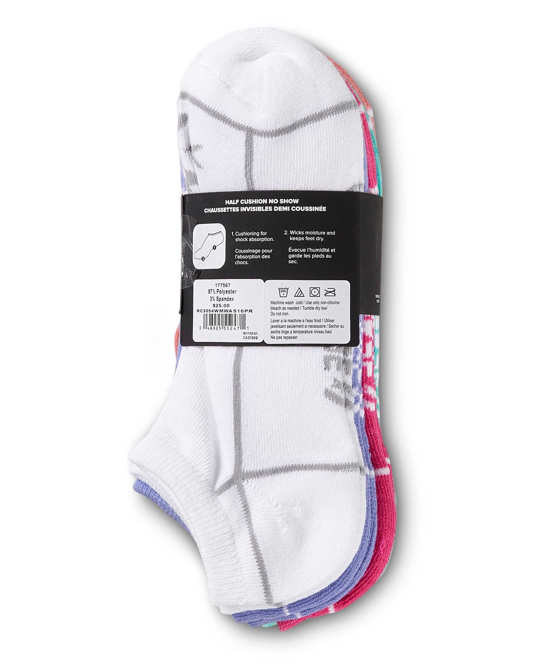 Women's 6 Pack Half Cushion No-Show Socks