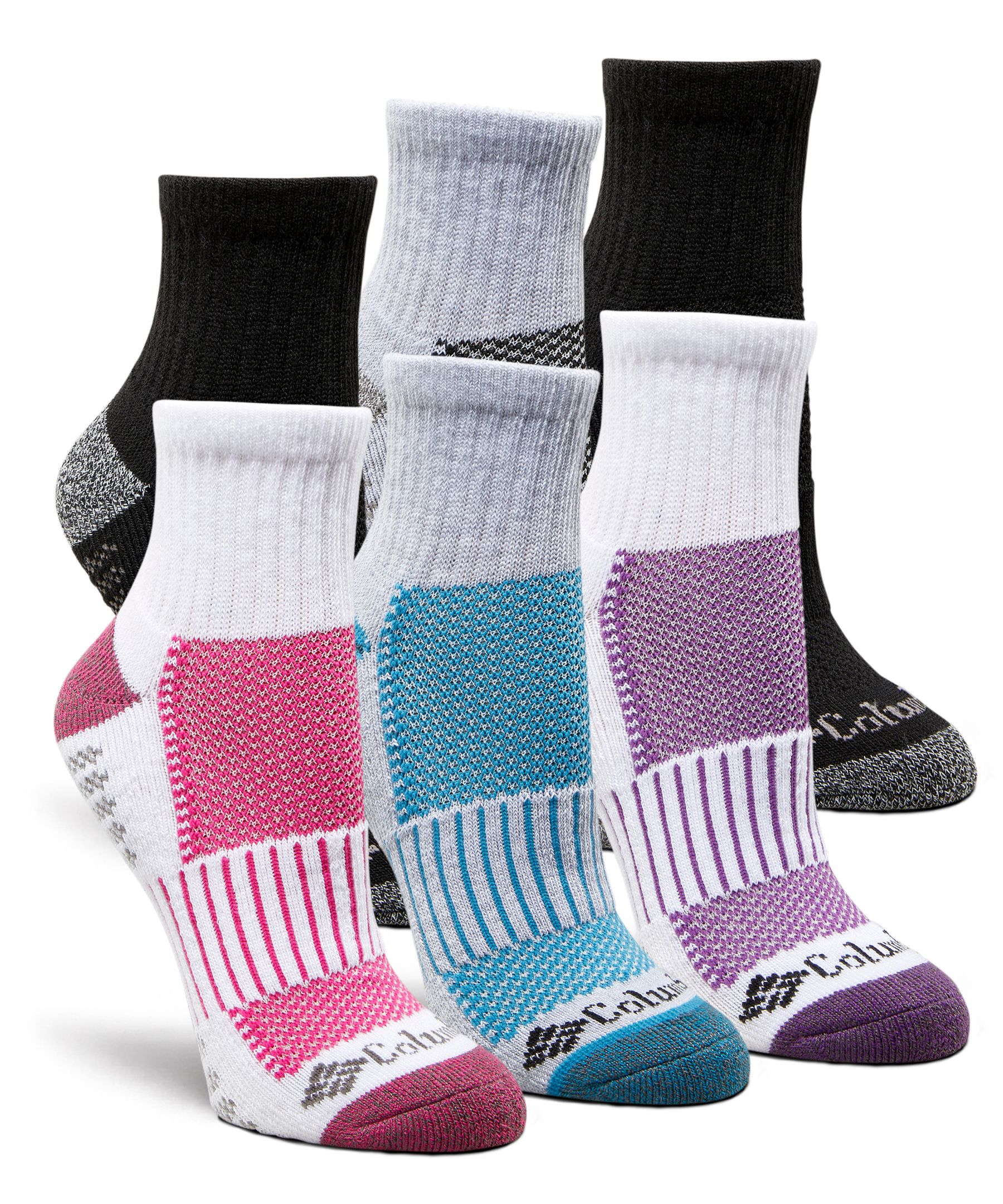 Women's 6 Pack Athletic Quarter Crew Socks with Arch Support | Marks