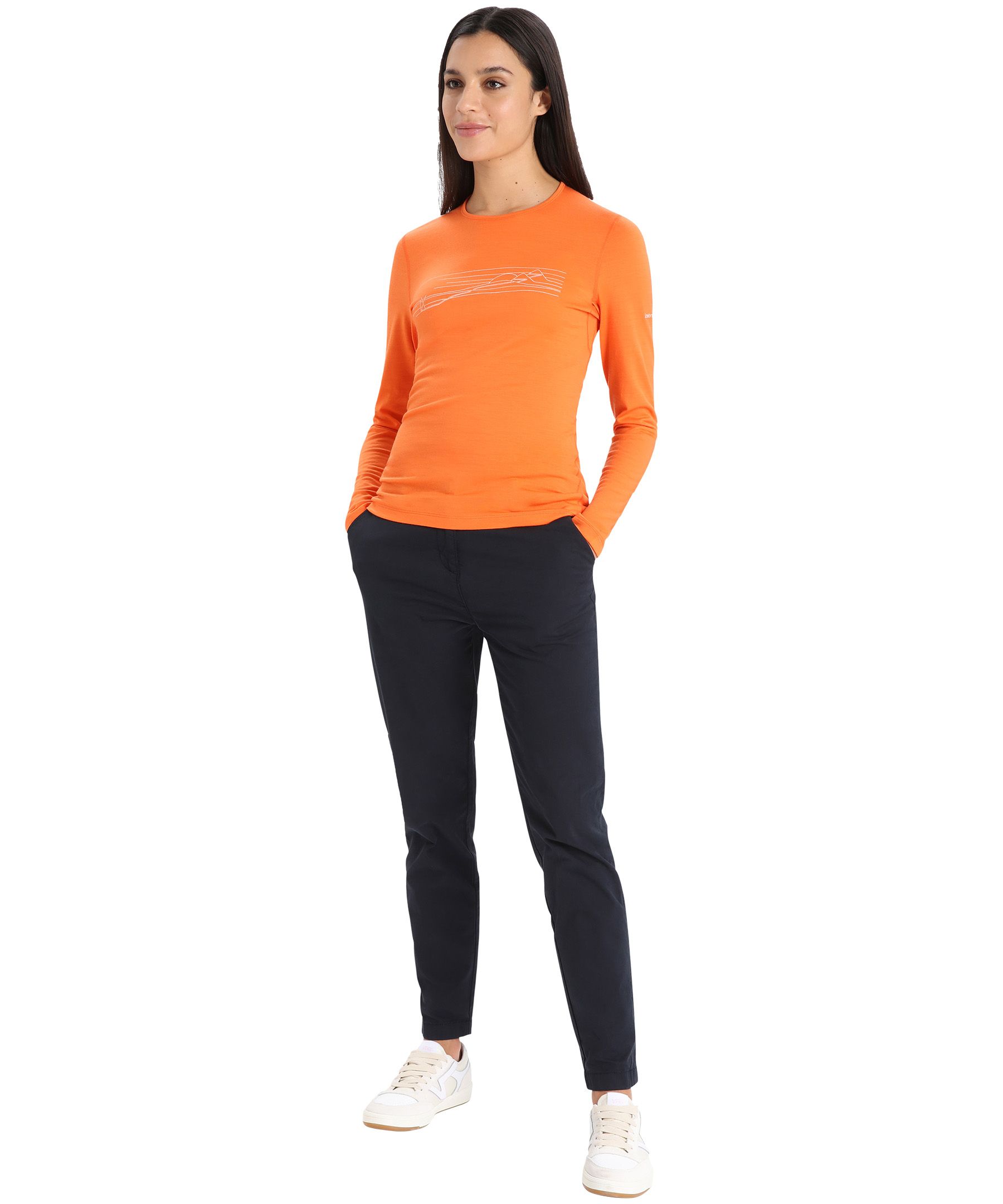 Icebreaker Women's 200 Oasis Ski Stripes Long Sleeve Crewe Top