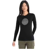 Icebreaker Women's 200 Oasis Ski Long Sleeve Crewe Top Front_Flat