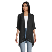 Foulard de style ruana à bordure en dentelle pour femmes Front_Flat