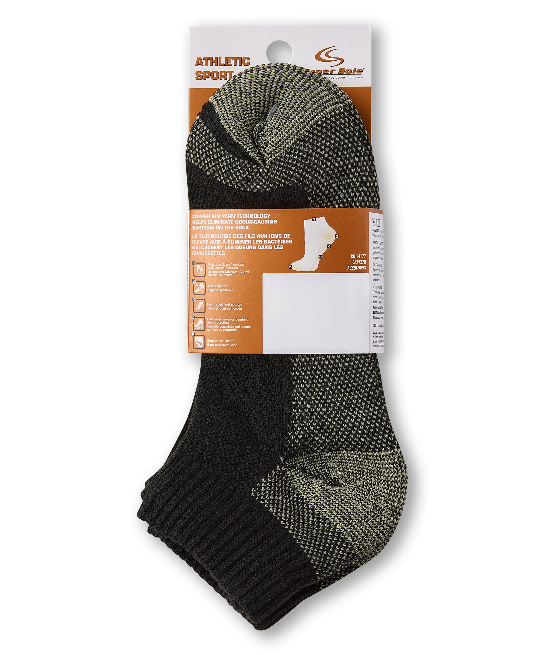 Socquettes sportives Copper Sole à technologie d'ions de cuivre, pour femmes, paquet de 4&nbsp;paires