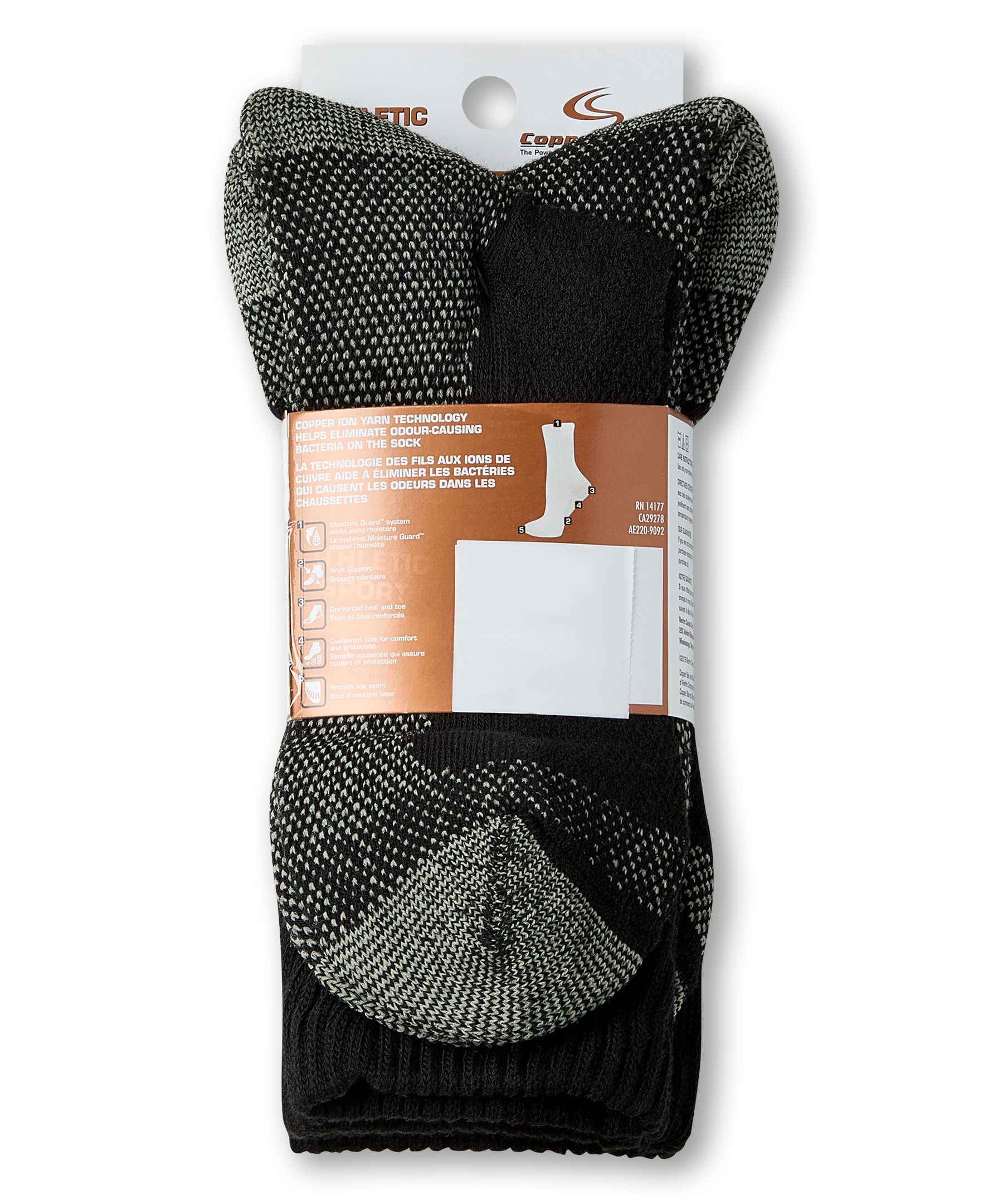 Chaussettes sportives Copper Sole à technologie d'ions de cuivre, pour femmes, Knockdown, paquet de 4&nbsp;paires +&nbsp;1