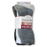 Chaussettes sportives Copper Sole à technologie d'ions de cuivre, pour femmes, Knockdown, paquet de 4 paires + 1 Front_Angled_Right