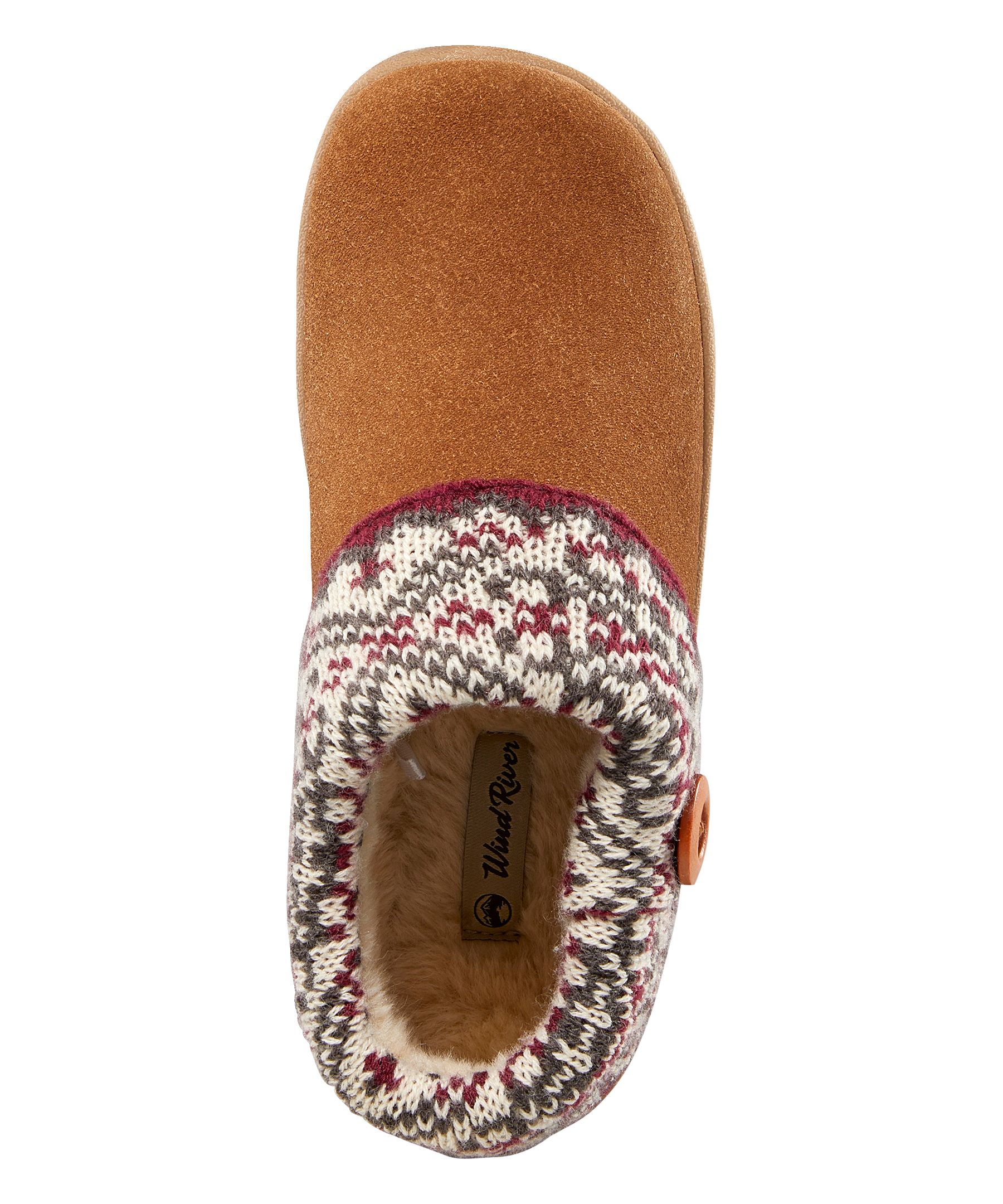 WindRiver Women s Fair Isle Knit Collar Suede Sweater Clog