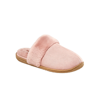 WindRiver Women's Faux Fur Trim Suede Slippers Front_Three_Fourths_Angled_Right