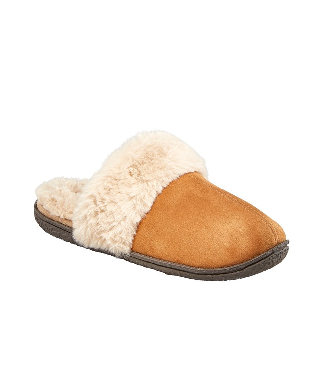 WindRiver Women's Faux Fur Trim Suede Slippers