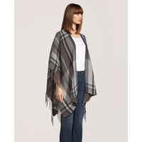 Foulard de style ruana à carreaux avec franges pour femmes, Denver Hayes Front_Angled_Right