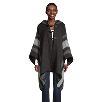 Châle de style ruana à capuche pour femmes, Denver Hayes Front_Flat