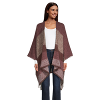 Châle de style ruana avec frange pour femmes, Denver Hayes Front_Flat