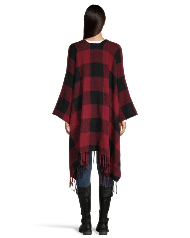 Foulard de style ruana à carreaux rouges et noirs pour femmes, Heritage ...