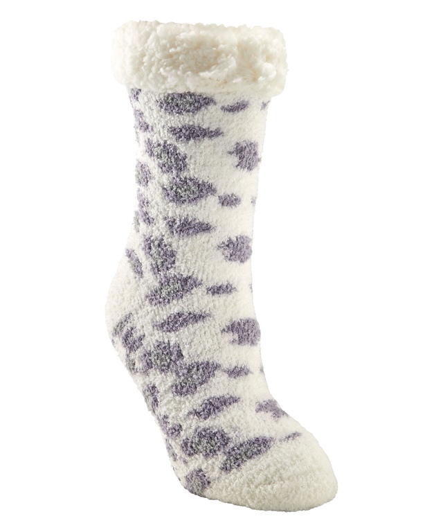 Chaussettes D'intérieur Pour Femmes Isotoner - Doublure Sherpa, Semelle Antidérapante - Maille Jacquard - Taille Unique
