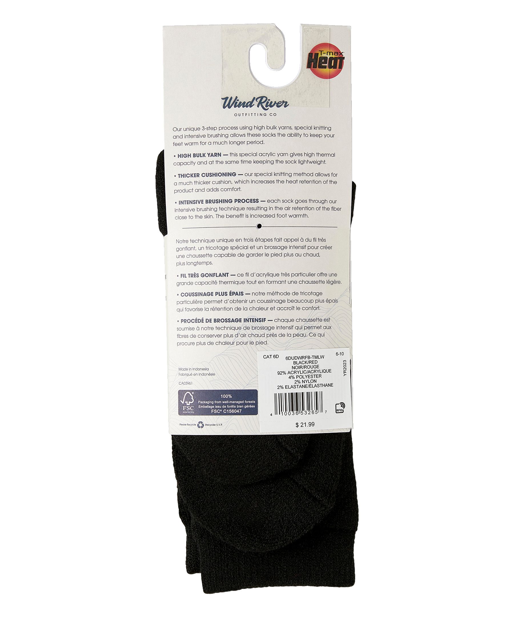 Mi-chaussettes isothermes légères T-Max pour femmes, WindRiver, paquet de 2 paires