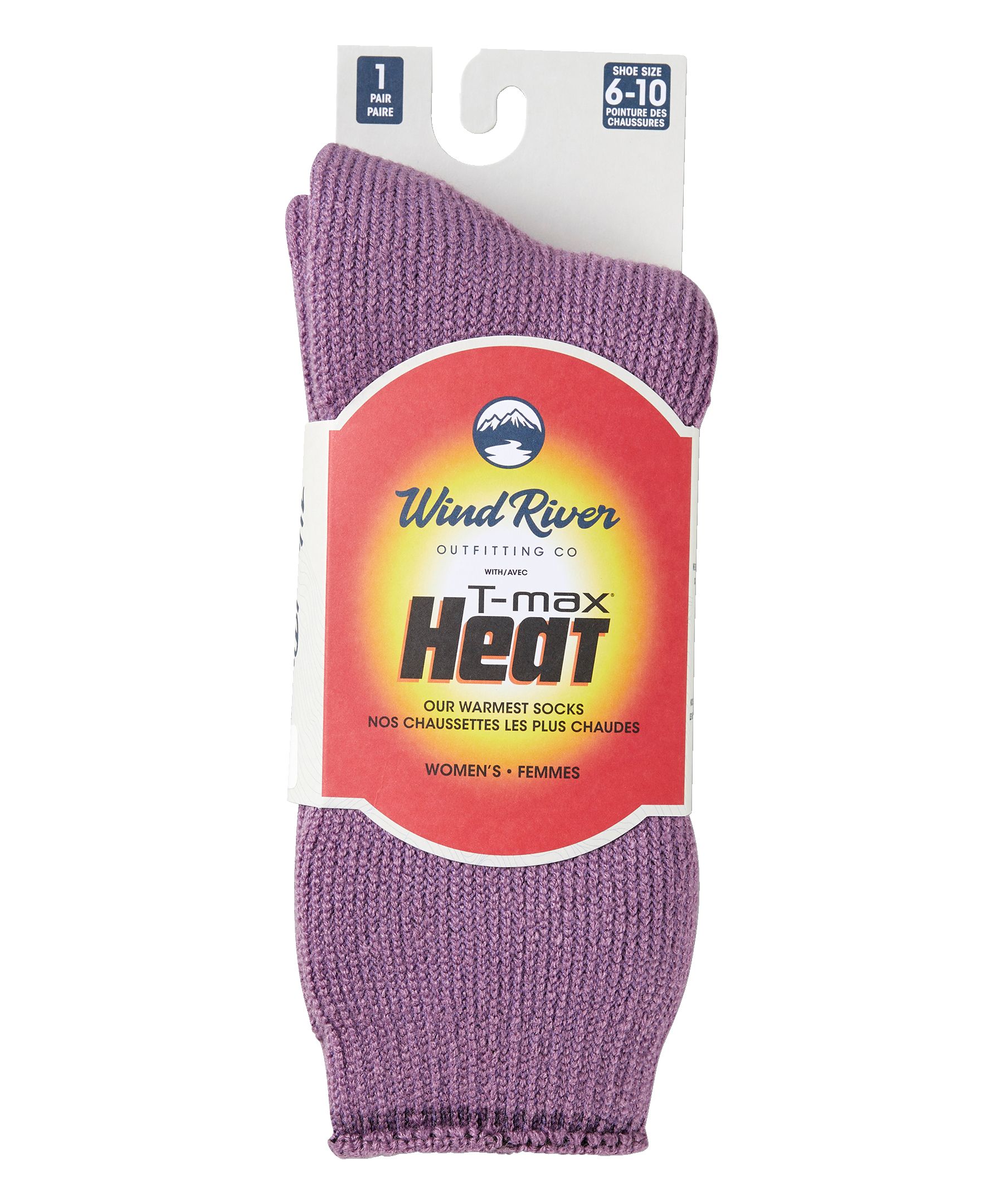 Chaussettes isothermes WindRiver T-MAX de couleur unie pour femmes, paquet de 1&nbsp;paire
