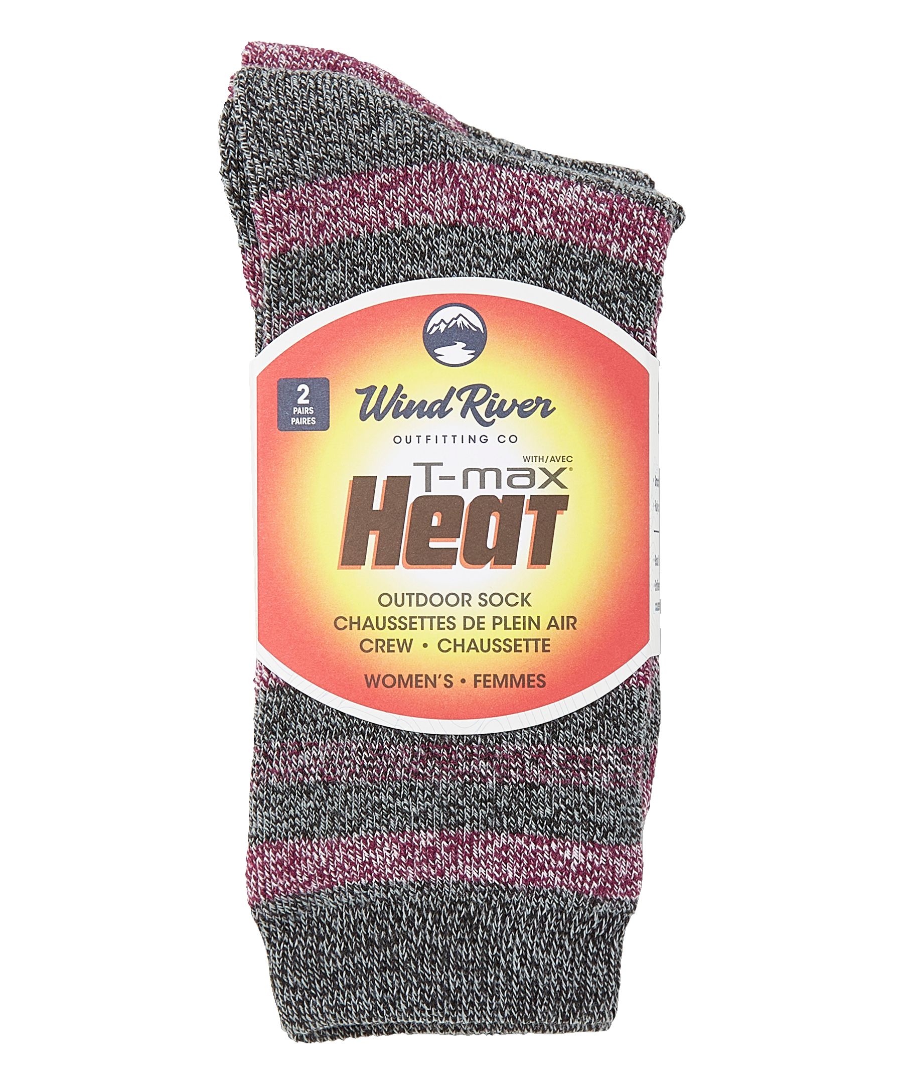 Chaussettes de plein air rayées WindRiver T-MAX pour femmes, paquet de 2&nbsp;paires