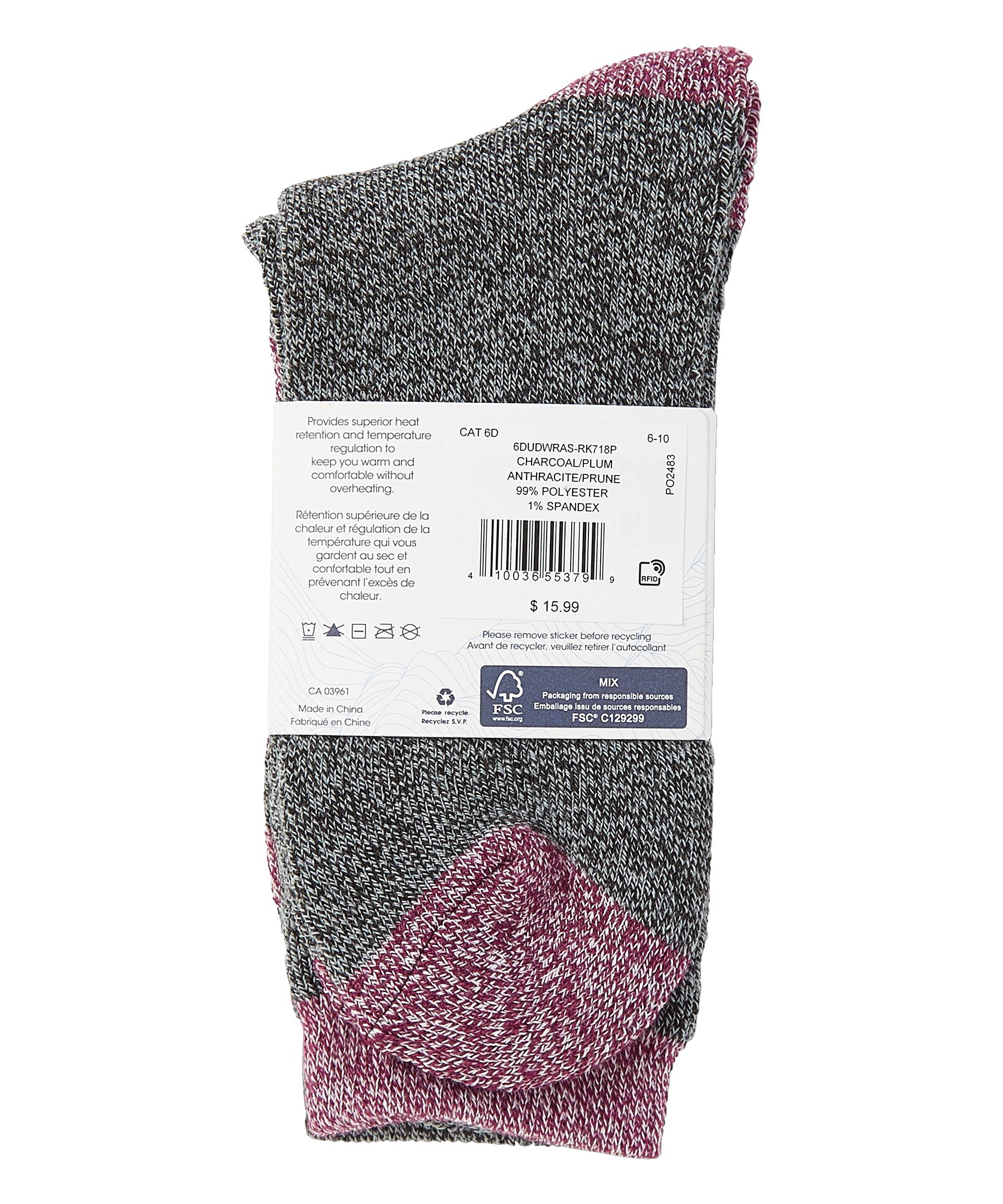 Chaussettes de plein air rayées WindRiver T-MAX pour femmes, paquet de 2&nbsp;paires