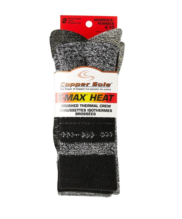 Copper Sole Women's 2 Pack TMAX Thermal Crew Socks Marks