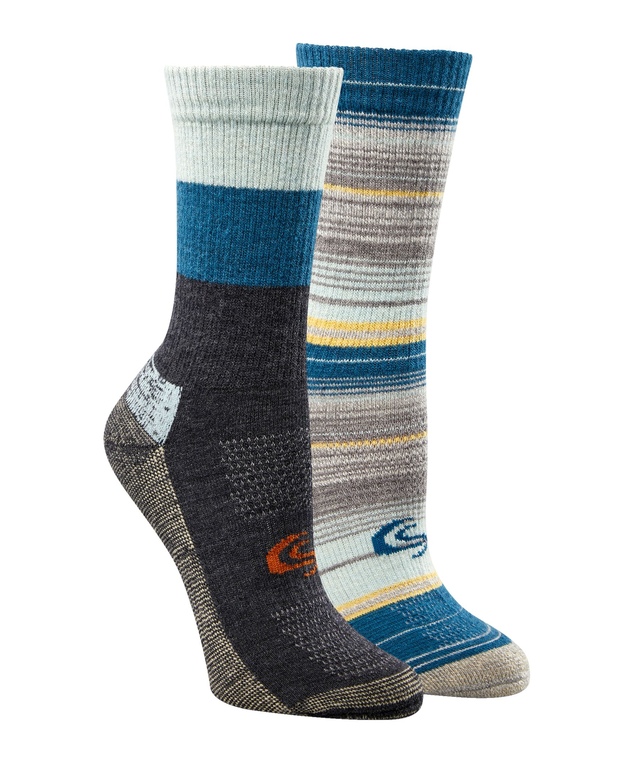 Copper Sole Women's 2 Pack Merino Wool Hiker Crew Socks