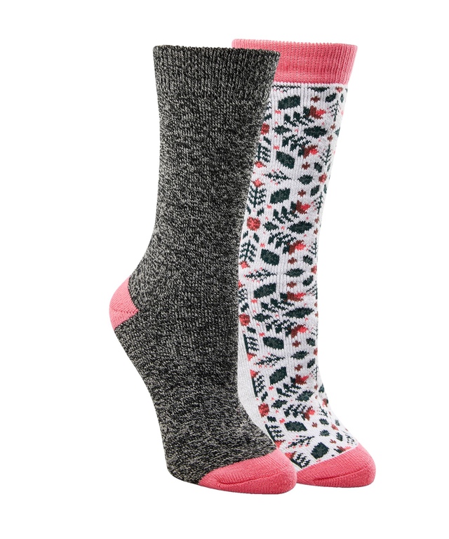 Columbia Women's 2 Pack Mid Weight Thermal Fleece Lined Crew Socks Front_Three_Fourths_Angled_Right