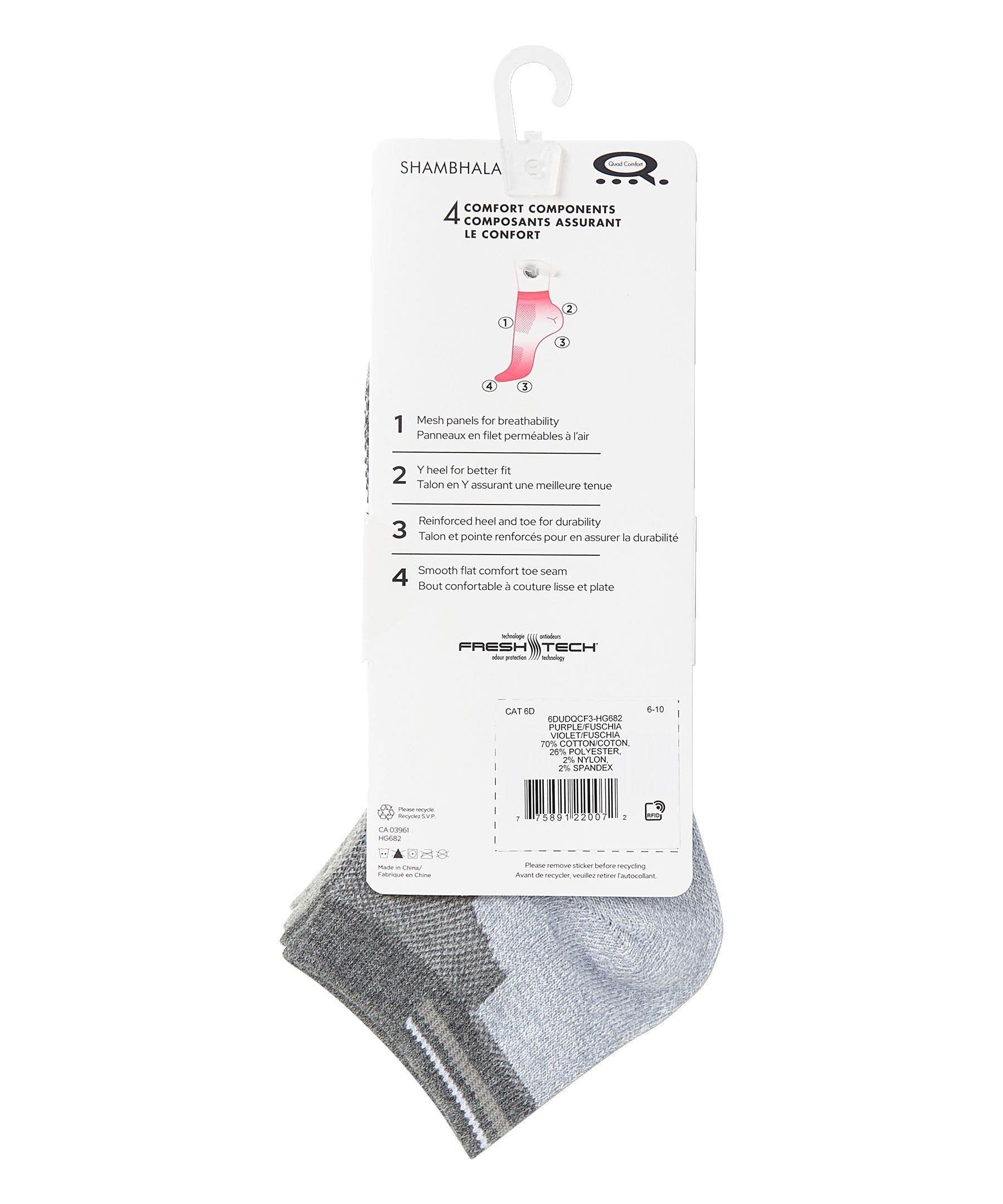 Shambhala Women's 3PK Mesh Ankle Sport Socks