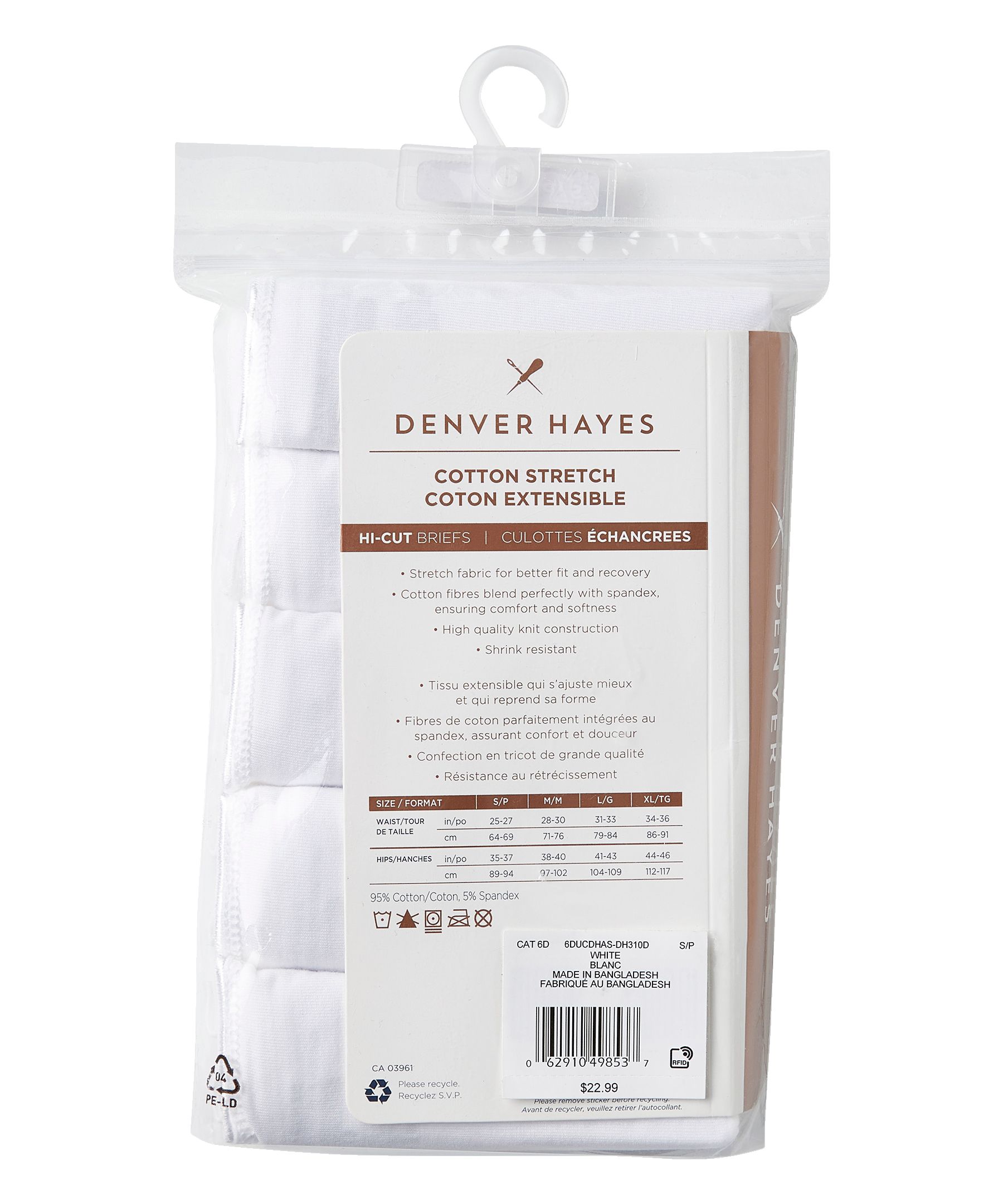 Denver Hayes Women's 5 Pack Cotton Stretch High Cut Underwear