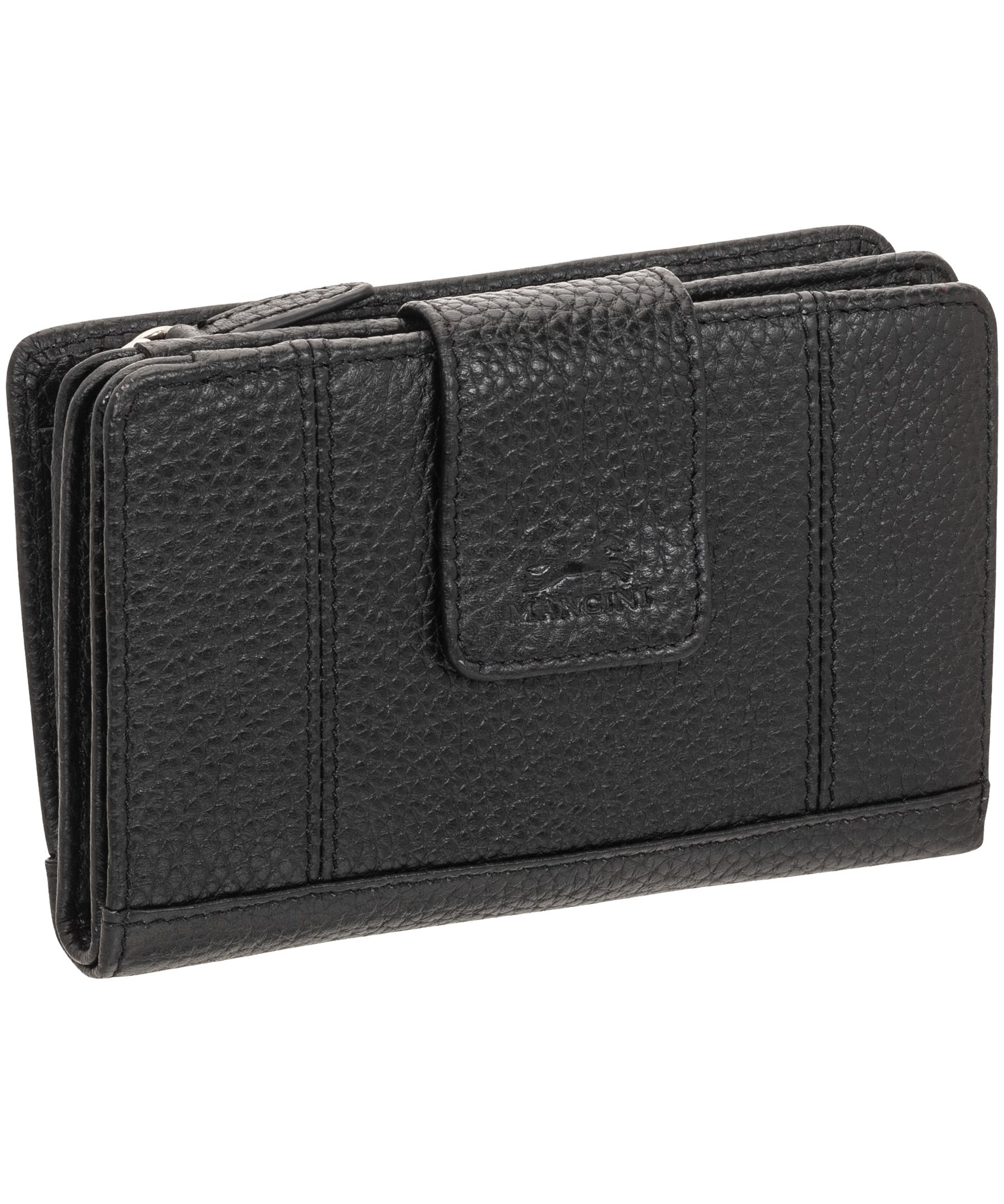 Portefeuille pochette de sécurité en cuir maroquiné moyen avec protection RFID pour femmes, Mancini