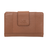 Portefeuille pochette de sécurité en cuir maroquiné moyen avec protection RFID pour femmes, Mancini Front_Flat