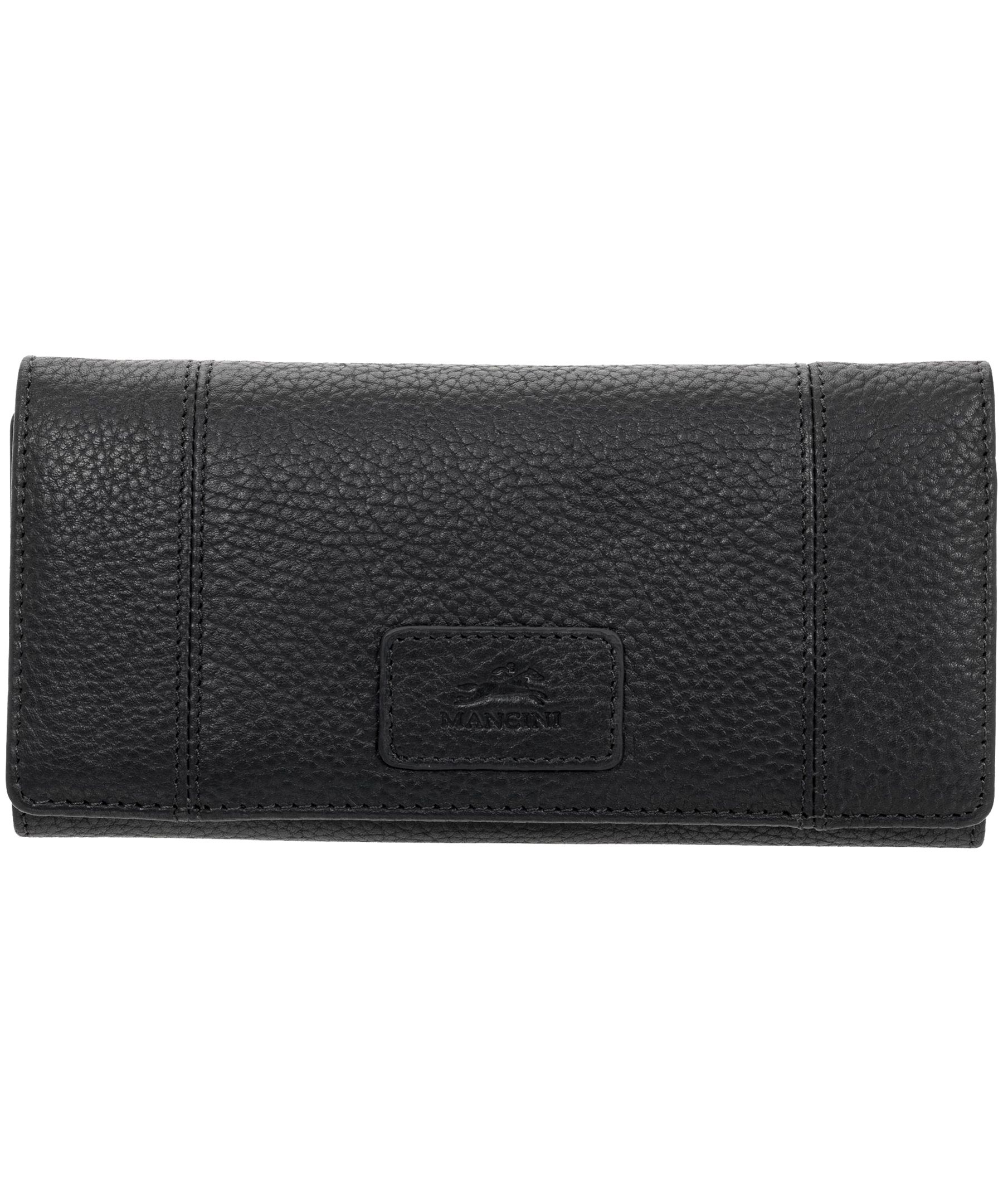 Portefeuille de sécurité en cuir maroquiné à trois volets avec protection RFID pour femmes, Mancini Front_Flat