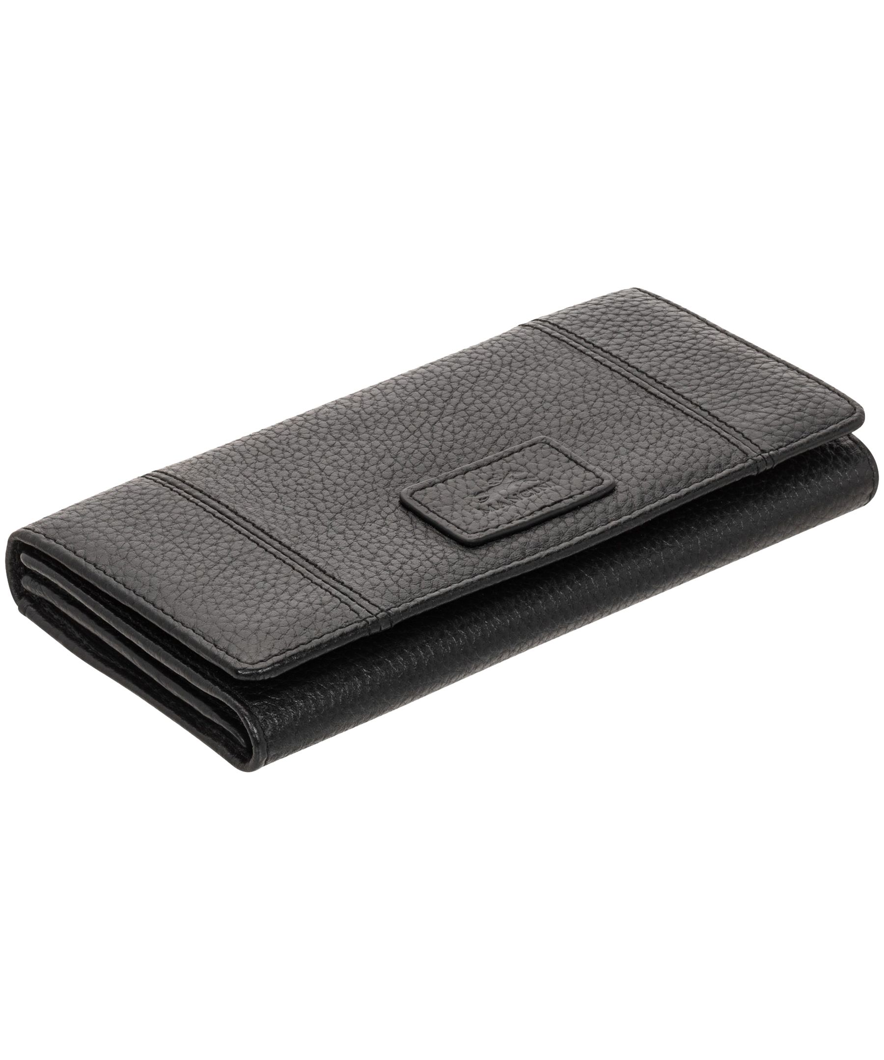 Portefeuille de sécurité en cuir maroquiné à trois volets avec protection RFID pour femmes, Mancini Overhead_Plunge