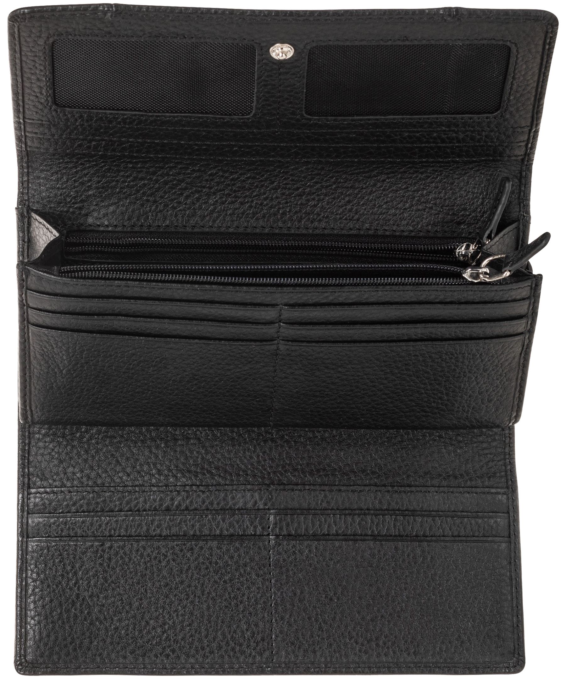 Portefeuille de sécurité en cuir maroquiné à trois volets avec protection RFID pour femmes, Mancini Composite_or_Mixed