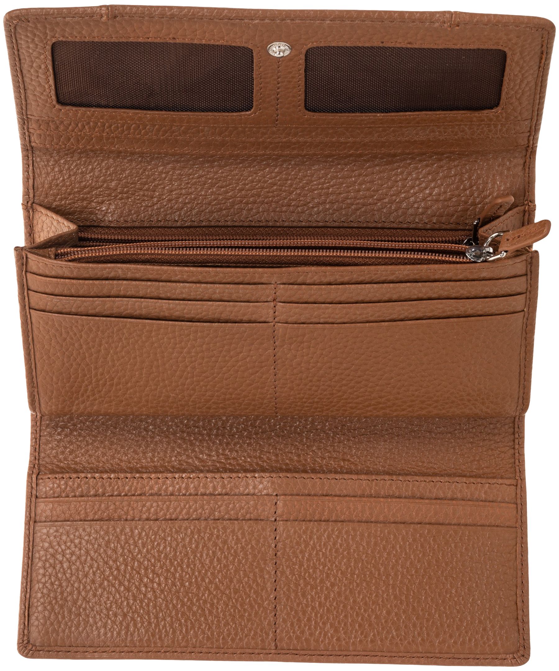 Portefeuille de sécurité en cuir maroquiné à trois volets avec protection RFID pour femmes, Mancini Composite_or_Mixed