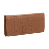 Portefeuille de sécurité en cuir maroquiné à trois volets avec protection RFID pour femmes, Mancini Front_Angled_Right