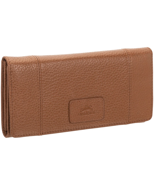 Portefeuille de sécurité en cuir maroquiné à trois volets avec protection RFID pour femmes, Mancini Front_Angled_Right