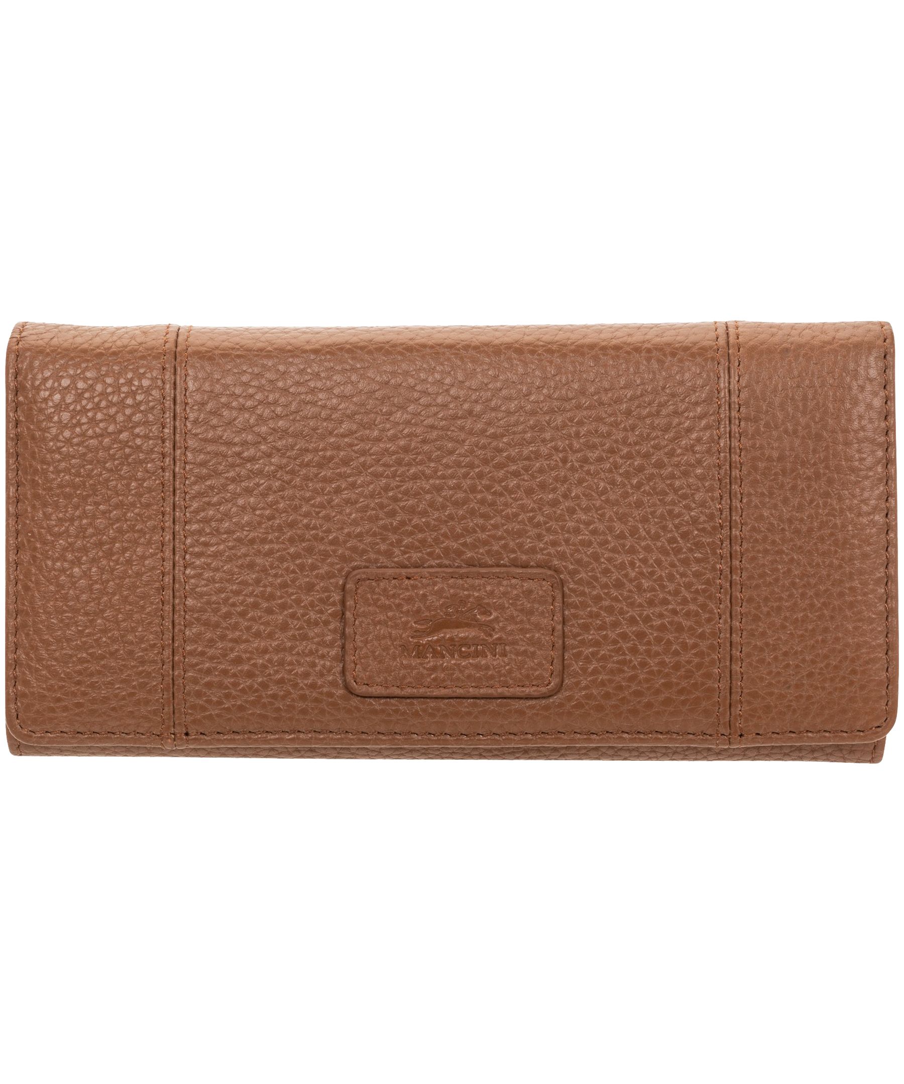 Portefeuille de sécurité en cuir maroquiné à trois volets avec protection RFID pour femmes, Mancini Front_Flat