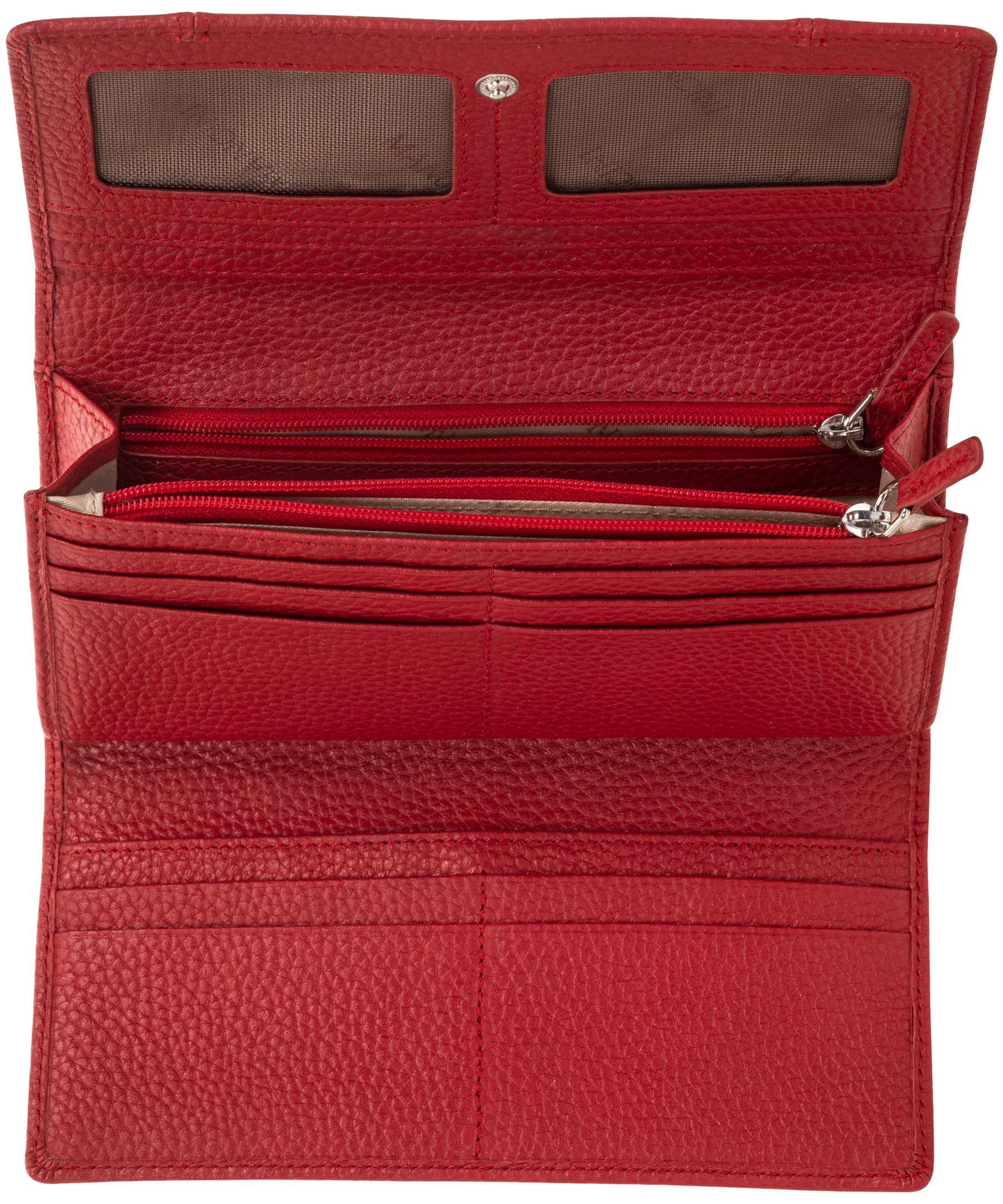 Portefeuille de sécurité en cuir maroquiné à trois volets avec protection RFID pour femmes, Mancini Composite_or_Mixed