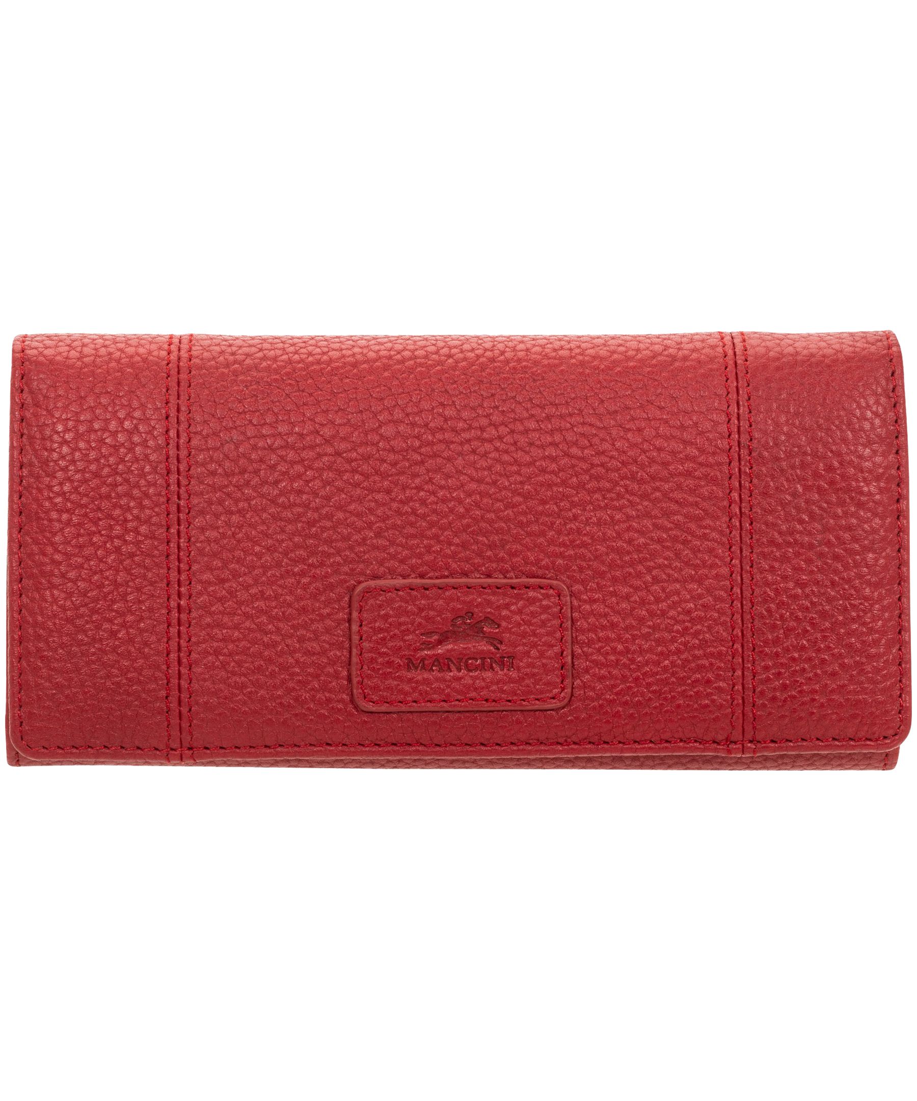 Portefeuille de sécurité en cuir maroquiné à trois volets avec protection RFID pour femmes, Mancini Front_Flat