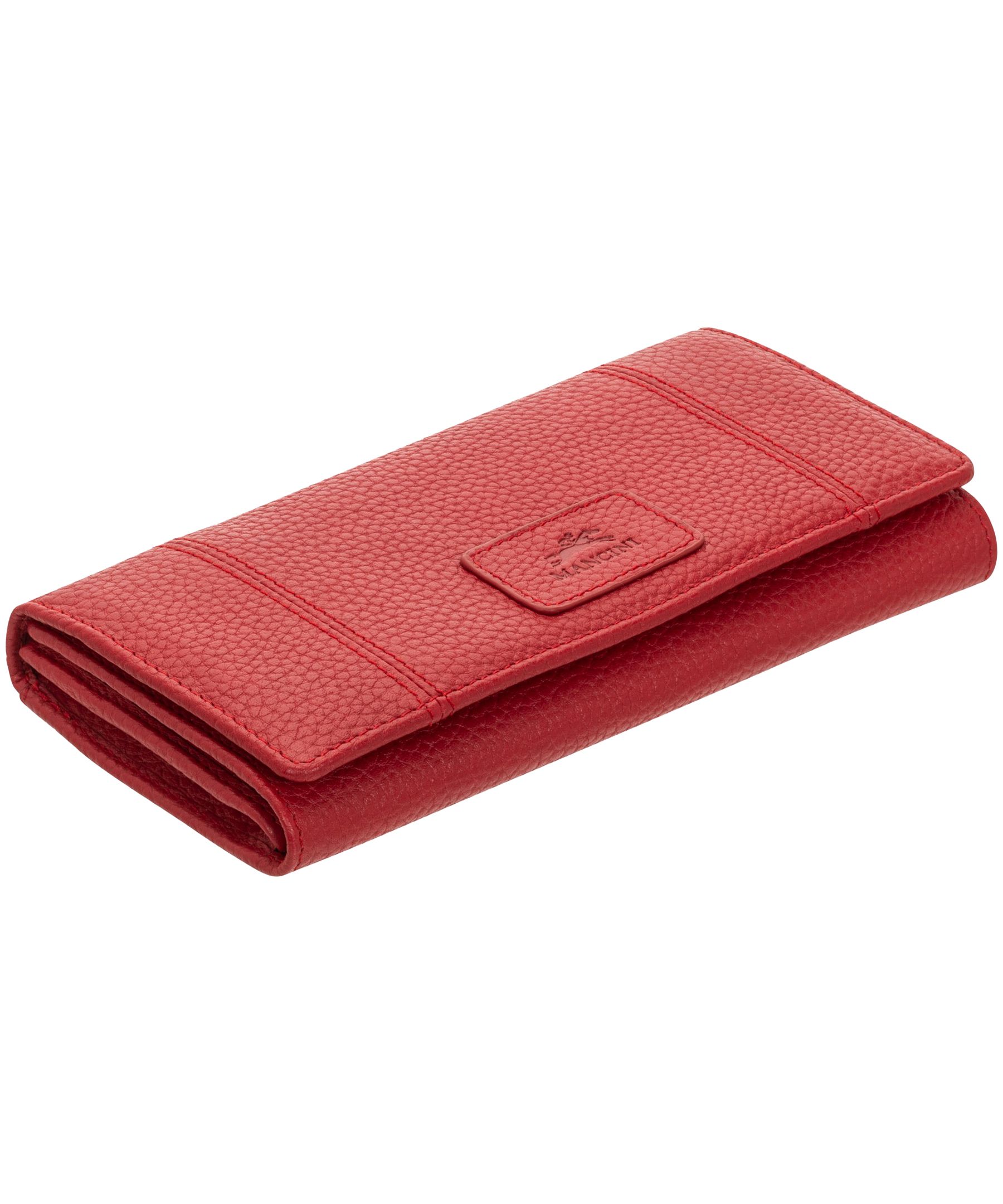 Portefeuille de sécurité en cuir maroquiné à trois volets avec protection RFID pour femmes, Mancini Overhead_Plunge